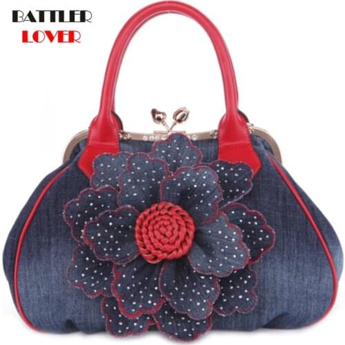 Women Canvas Flowers Handbags Sequined Hasp Design Shoulder Bags For Female Luxury Brand Crossbody Purses Ladies Baguette Flaps