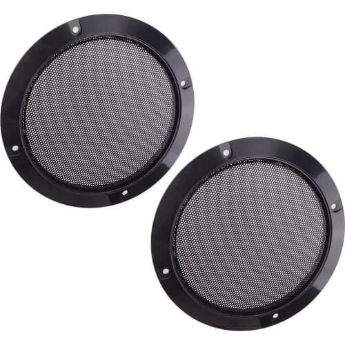 Universal 2Pcs/Set Black Car Circle Speakers Cover Steel Mesh Audio Subwoofer Grill Protector with Mounting Screws
