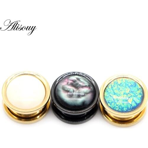 Alisouy 2PC Ear Plugs Piercing Tunnels Stainless Steel Screw Extender Stretcher Fashion Body Jewelry Earrings Gauge 6-25mm