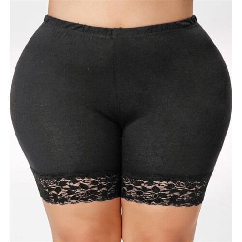 Women Lady Lace Elastic Safety Underwear Shorts Pants Shorts Plus Size Maternity Black White XL-4XL