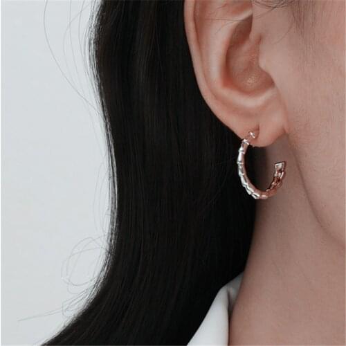 MANGOSKY Women Jewelry For C Shape 925 Silver Needle Earrings