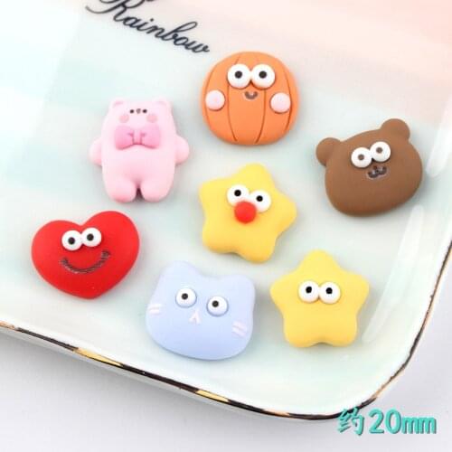 10Pcs/lot Cartoon Animals Flat back Resin Cabochon Flatbacks Kawaii Bear Star Scrapbooking Craft DIY Hair Bows Accessories Decor