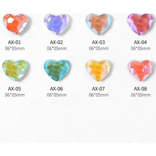 3D Flatback Nail Art Decorations Heart-Shaped Multi Color for Nails Ornaments Manicure Decor DIY Crafts Accessories