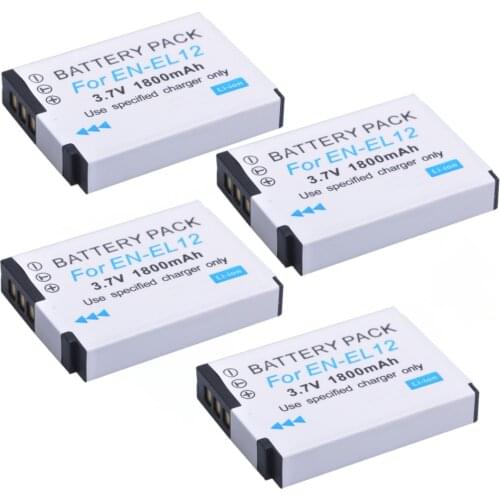 4Pcs EN-EL12 ENEL12 EN EL12 Battery for Nikon Coolpix AW100s AW110s AW120s S610 S610c S710 S620 S630 S8000 S6000 S640 S70 camera