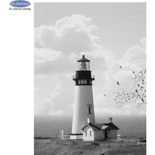 DIY Diamond Painting Lighthouse seaside scenery Diamond Embroidery Rhinestones Art Beaded Cross Stitch Kit Wall Decoration