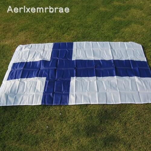 Free Shipping aerlxemrbrae Finland Flag Large 90*150cm Polyester Finnish National Banner Indoor Outdoor