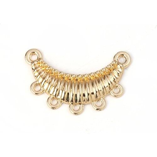 Zinc Based Alloy Chandelier Connectors Arc For Earrings Necklace Making Gold Plated 26mm x 16mm, 20 PCs