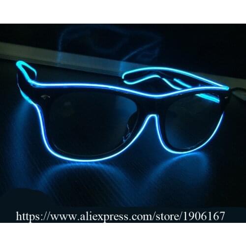 3 Modes Colorful El Wire Glasses Fashion Neon Luminous Party Glowing Glasses Classic LightingToys for Dj Bright Sun Glasses