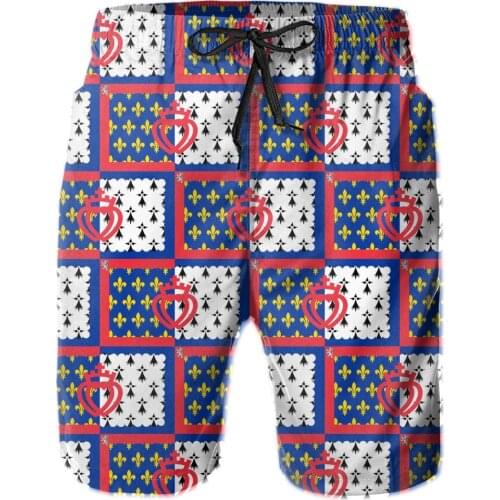 Hawaii Pants Beach Flags of the regions of France Breathable Quick Dry Funny NoveltyCasual Unofficial Flag Of Pays-de-la-Loire