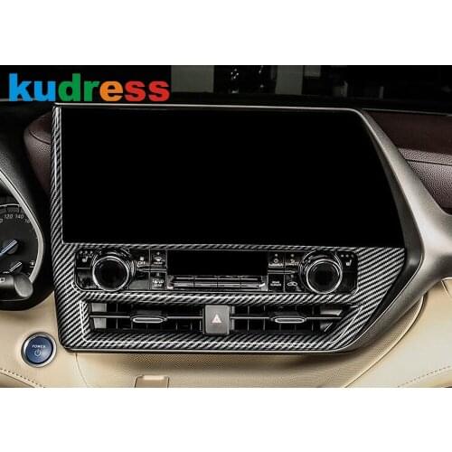 For Toyota Highlander Hybrid 2021 2022 Carbon Fiber Navigation Panel Cover Trim Decoration Frame Car Interior Accessories LHD