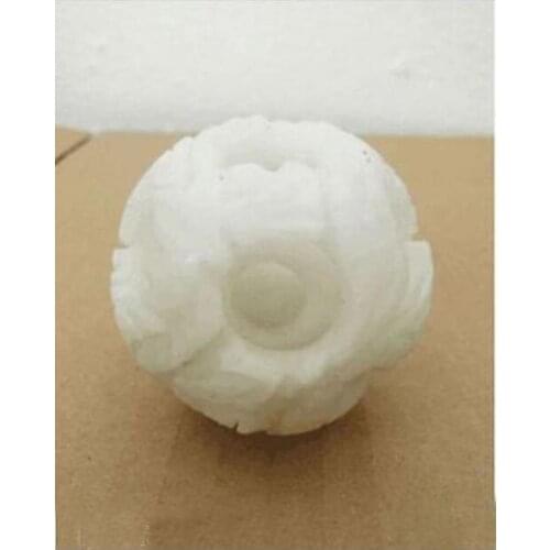 Crystal Stone 55mm Splendiferous Chinese white jade flower magic Puzzle Ball + Stand