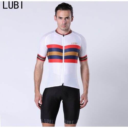LUBI Pro Tour De Short Sleeve Cycling Jersey Set Man Mountain Bike Bib Shorts Kit Clothing Racing MTB Bicycle Clothes Downhill