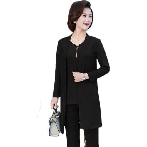 Middle-aged Women Suit 2020 New Long-sleeved Jacket And Trousers Three-piece Set Elegant Mother Office Work Wear Pant Suits L8
