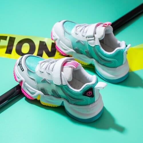 New Spring Kids Sport Shoes For Girls Sneakers Rainbow Students Breathable Mesh Children Shoes Girls Running Light Toddler Shoes