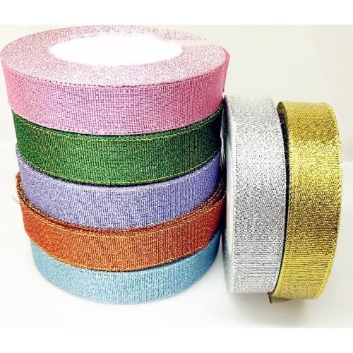10/25Yard 20mm Handmade Silver Metallic Glitter Ribbons For DIY Crafts Sewing Fabric Christmas Party Wedding Supplies Gift Wrap