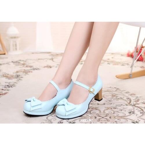 Sweet lolita shoes tea party kawaii princess kawaii shoes vintage lace bowknot round head high heel 6cm women shoes loli cosplay