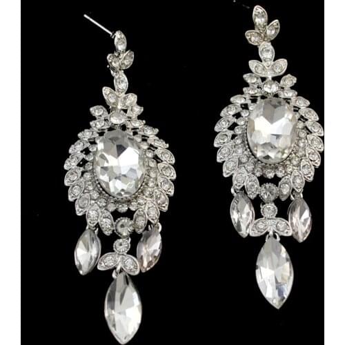 Fashion Trendy Luxury Bridal Italina color Plated Rhinestone Big Droptear crystal Drop Dangle Earrings For Women Wedding Gifts
