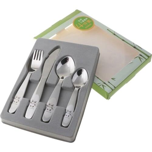 4pcs/set Baby Teaspoon Spoon Food Feeding Fork Knife Utensils Set Stainless Steel Kids Learning Eating Habit Children Tableware