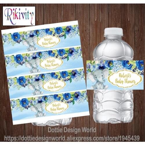 Custom Its A Boy Blue Flower Baby Shower Water Bottle Wine Labels Candy Bar Wrapper Sticker Birthday Wedding Party Decoration