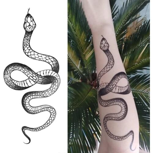 Large Size Black Snake Tattoo Stickers for Women Men Arm Waist Body Art Waterproof Temporary Fake Tatto Decal Dark Snake Tatto