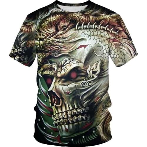 2021 New Summer T-Shirt 3D Printing Black Skull 3DT Shirt Street Horror Harajuku T-Shirt xxs-6XL Oversized Breathable Top