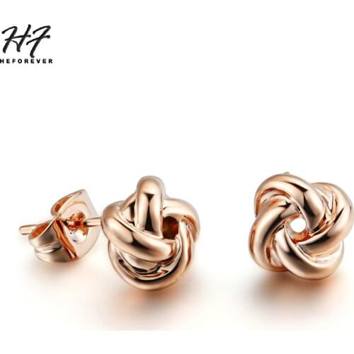 New Design Button Style Stud Earrings for Women Copper Rose White Gold Color FAshion Jewelry E103 E104