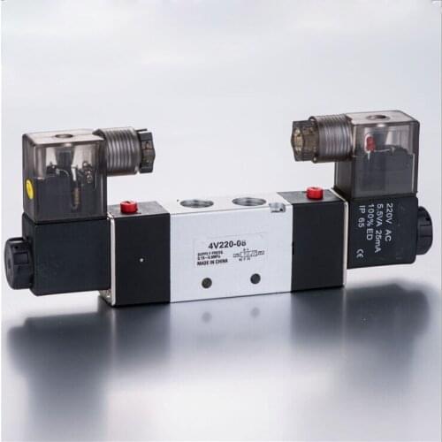 Pneumatic Control Valve 4V220-06 AC 220 2 Position 5 Way 1/8 BSPT Air Solenoid Valve