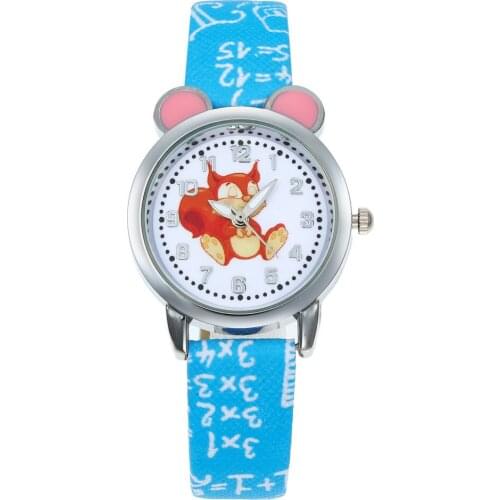 Relogio Masculino Girls Quartz Watches Child Watch Luxury Brand Retro Design Fox Cartoon Pattern Kids Leather Analog Wristwatch