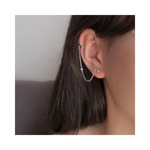 1 Piece Simple Silver Color Girls Fashion Punk Long Tassel Drop Earring Ear Clip Cuff for Women Korea Style Earring Jewelry Gift