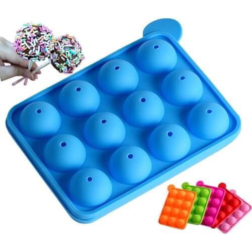 12 hole silicone cake pop-up mold spherical mold silicone lollipop chocolate cake baking ice tray tool