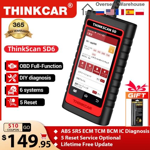 ThinkScan SD6 ABS SRS ECM TCM BCM IC OBD2 Scanner with 5 Reset Function Scan Tool Professional Scanner Tool Auto Diagnostic Tool