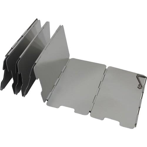 Folding Outdoor Stove Windscreen, 9 Plates Aluminum Camping Stove Windshield with Carrying Bag, Butane Burner Windshield
