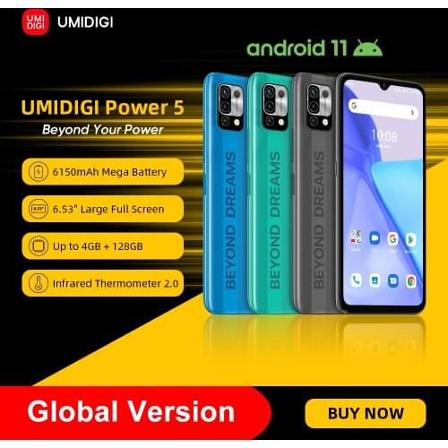 UMIDIGI Power 5 Global Version Smartphone Android 11 Helio G25 16MP AI Triple Camera 6150mAh 6.53'' Full Screen