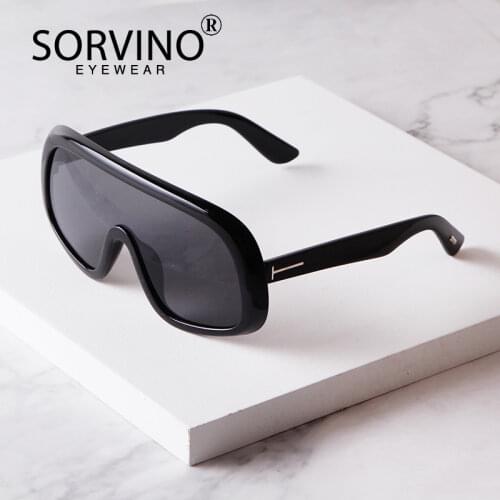SORVINO2020 Fashion Classic Oversized Frame Glasses Black Shades Women Men Unique Luxury Rectangle Designer Sunglasses A0013