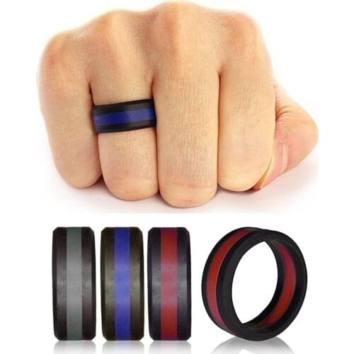Three Layered Silicone Ring Environmental 8mm Wide 2.5mm Thickness Finger Ring Fitness Sports Wedding Ring 7-13 US Size