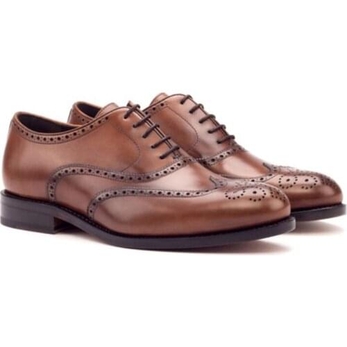 Oxford Men Dress Shoes Brogue Style Genuine Leather Shoes Formal Designer Best Wedding Business Handmade Man Shoes