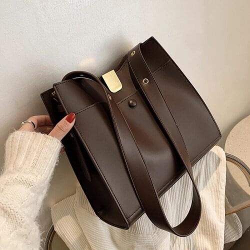 Vintage Fashion Female Tote Lock 2021 New High Quality PU Leather Womens Designer Handbag High capacity Shoulder Messenger Bag