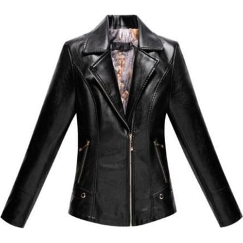 2020 New Fashion Spring Autumn High Quality PU Leather Jacket Lapel Short Temperament Women Leather Coat Jacket Women Clothing
