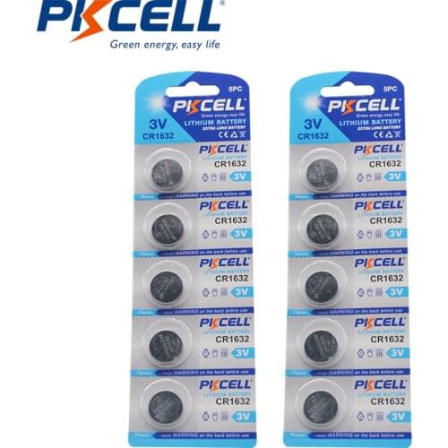 10Pcs*2Card PKCELL CR1632 1632 DL1632 3V Lithium Batteries Cell Button Coin Battery