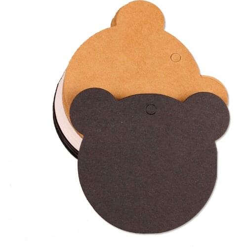 100Pcs Bear Head Blank Kraft Swing Tags For Gift Wishes Paper Tag For Clothing Kraft Paper Hang Tags For Clothes Handmade Tag