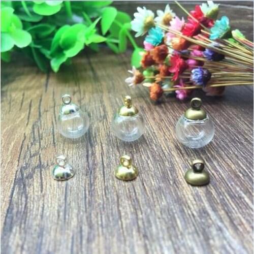 20sets 10*3mm glass globe with 6mm cap jewelry findings set Glass vial pendant glass bottle bubble necklace pendant