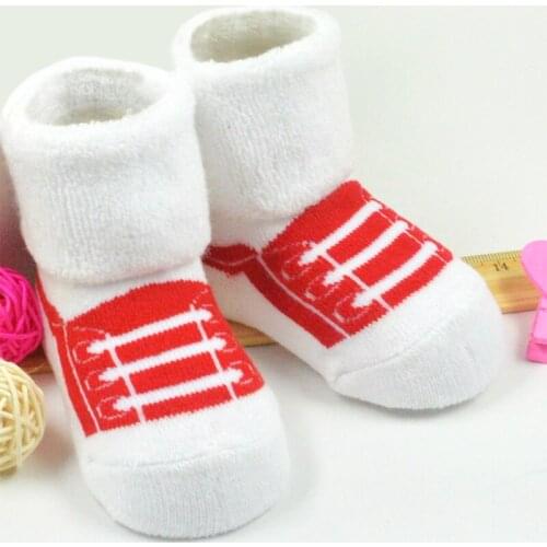 3Pair 100% Cotton Infant Baby Children Socks Imitate Shoelace Antiskid Sock Suitable 3M-3 Year Kid Newborn Childrens Clothing