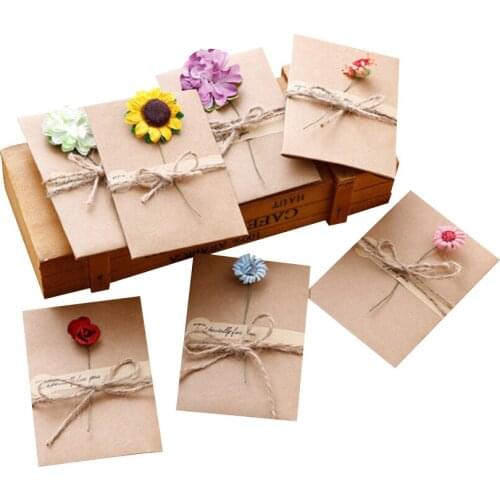 50set/lot Vintage Kraft Dry Flower Card greeting card set with envelope wishes cards for festival party