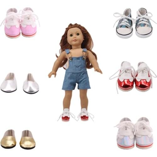 6 pairs of Flats&Plimsolls&High-top Sneaker Doll Shoes For 18 Inch&43 Cm Dolls&New Born Baby Generation Birthday Girls Toy Gift