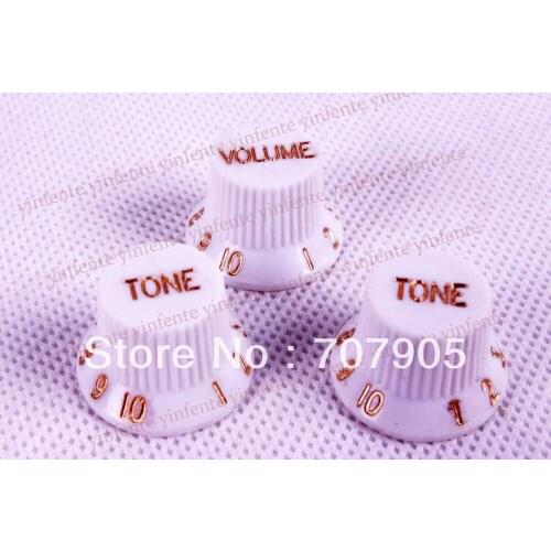 White 1-Volume 2-Tone Control Knob For Electric Guitar Pickup