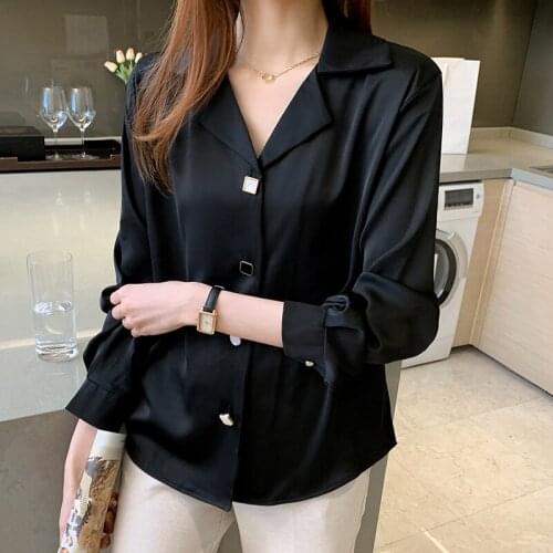 Blusas Mujer De Moda 2021 New V-neck Chiffon Blouse Shirt Women Long Sleeve Black White Ladies Tops Woman Clothes Blouses Femme