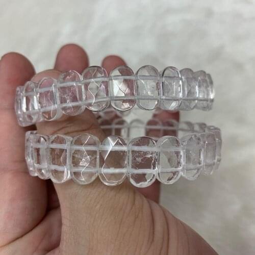 White rock quartz crystal stone beads bracelet natural gem stone jewelry bangle for woman for gift wholesale