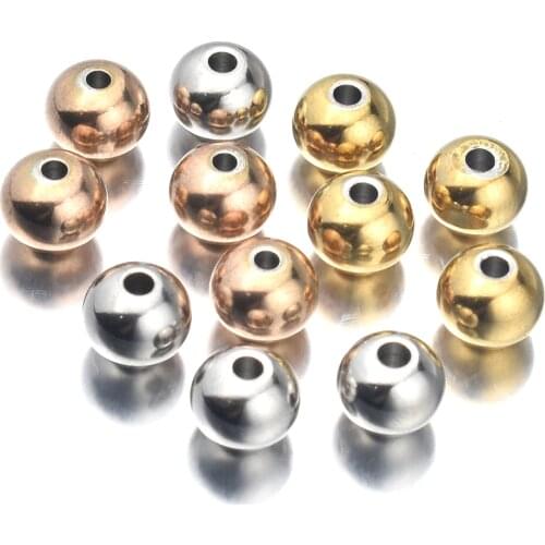 50-100pcs 3 4 5 6 8mm Gold Stainless Steel Spacer Charm Loose Seed Beads for DIY Bracelets Jewelry Making Supplies Wholesale