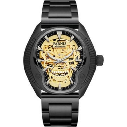 2019 New Watches Men Luxury Brand PARNIS PVD Men Watches Sapphire Glass MIYOTA Luminous Hollow Mens Watch Relogio Masculino