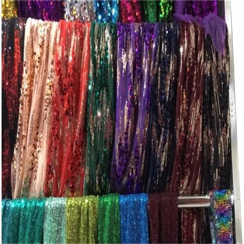 DIY Craft Making Latest Nigerian Lace Fabric Multi-colorful Sequins Tulle Lace Fabric Fashion Net Lace for Women Dresses 130CM